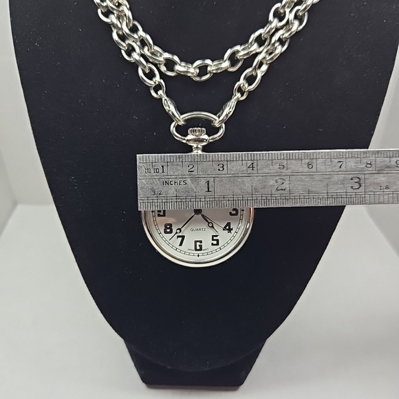 TOKYObay Pocket Watch Silver Tone New Battery Jeans Pants Suit Chain Necklace - Picture 6 of 12